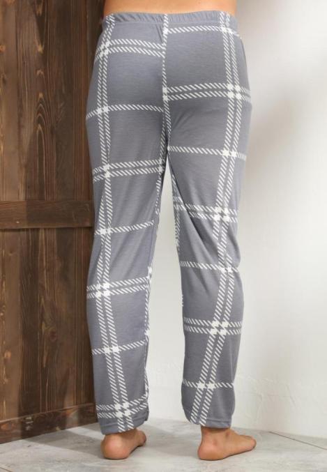 Pantaloni de Pijama Barbati Culoare Gri cu Alb,Engros,Engros